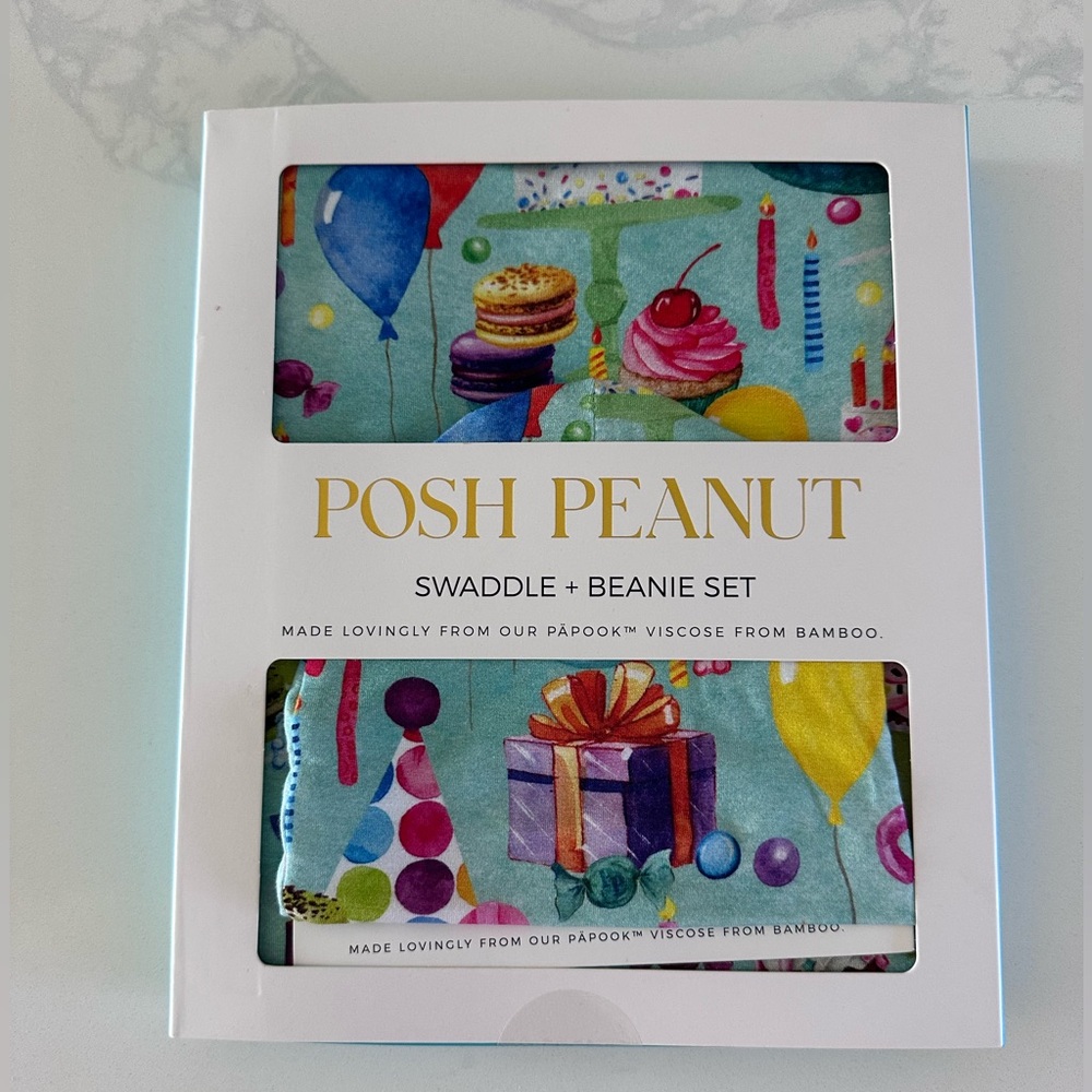 Posh Peanut Swaddle + Beanie Set Bamboo NEW IN BOX